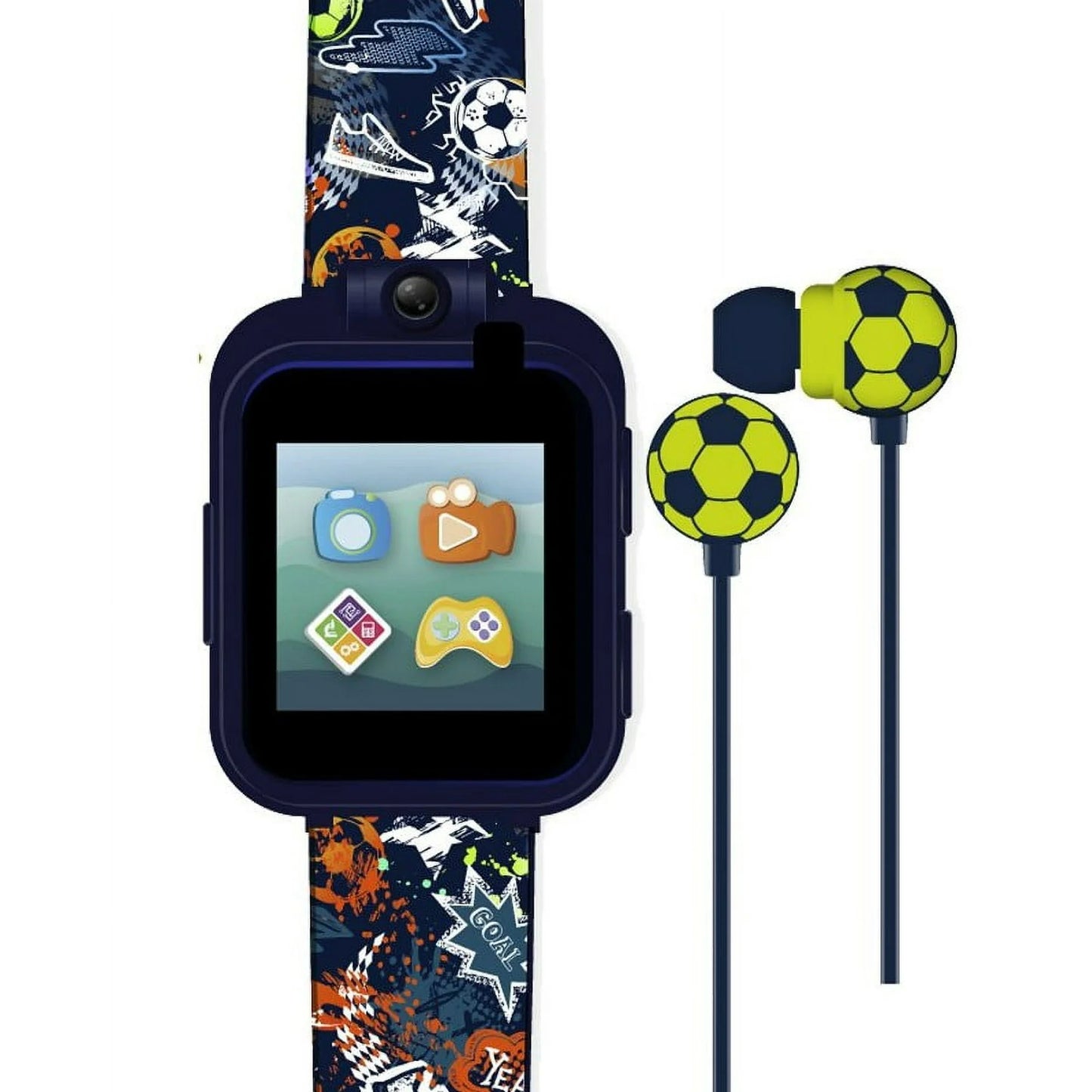 iTech Conjunto de Auriculares y Reloj Inteligente para Niños Jóvenes - Estampado Deportivo Azul 900149M-40-003