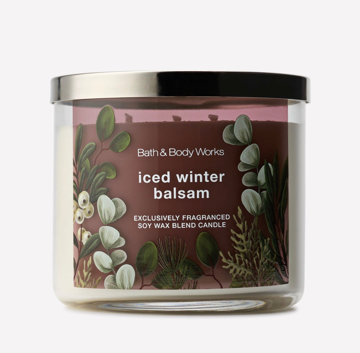 Bath & Body Works Iced Winter Balsam – Vela Aromática de 3 Mechas con Aroma a Pino Fresco y Bosque Invernal