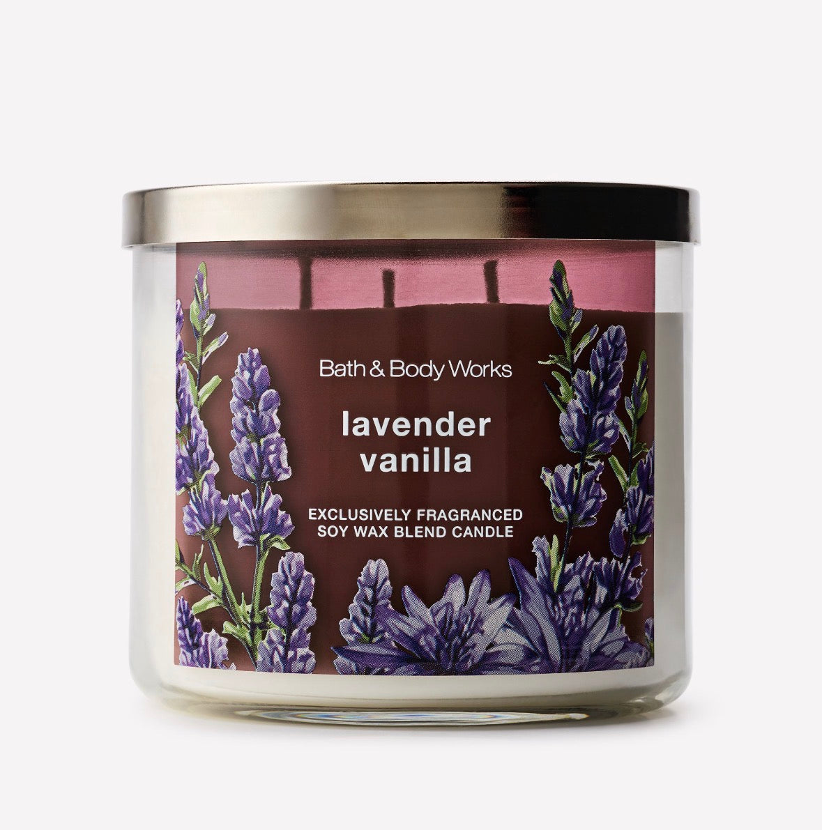 Bath & Body Works Lavender Vanilla – Vela Aromática de 3 Mechas con Aroma a Lavanda y Vainilla