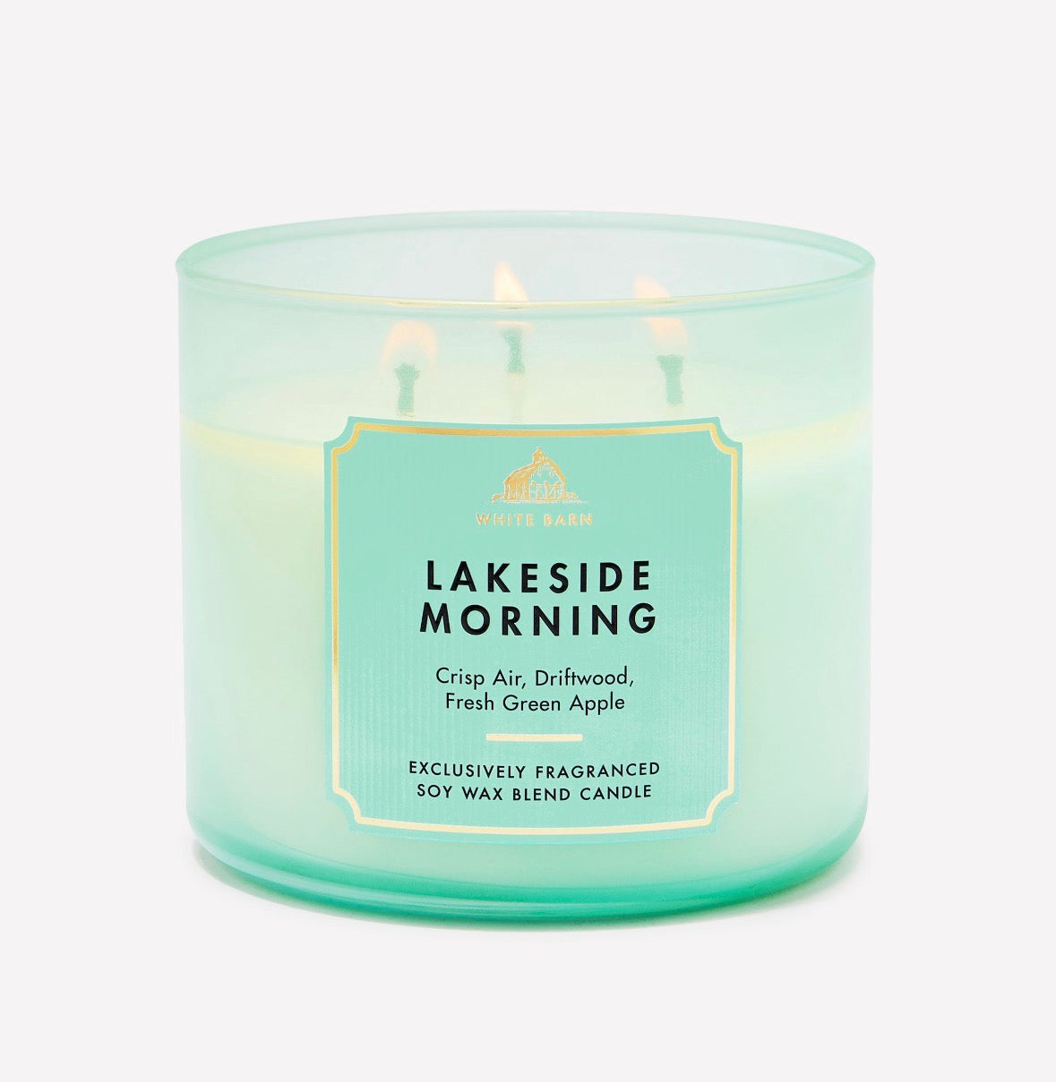 White Barn Lakeside Morning – Vela Aromática de 3 Mechas con Aroma a Manzana Verde, Aire Fresco y Maderas