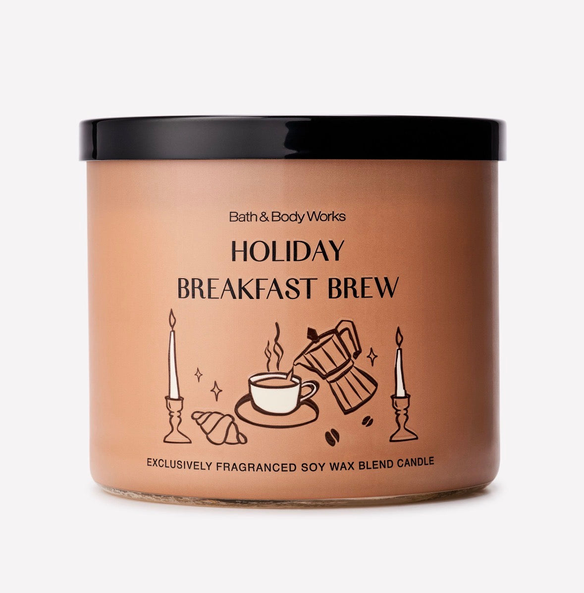 ☕ Bath & Body Works Holiday Breakfast Brew – Vela de 3 Mechas