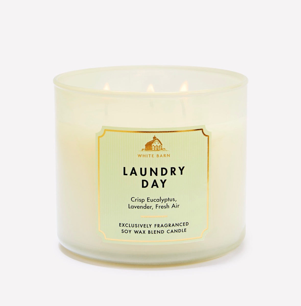 White Barn Laundry Day – Vela Aromática de 3 Mechas con Aroma a Ropa Limpia, Eucalipto y Lavanda